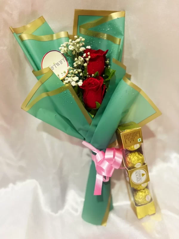 2 Red Roses Chocolate Gift Bouquet