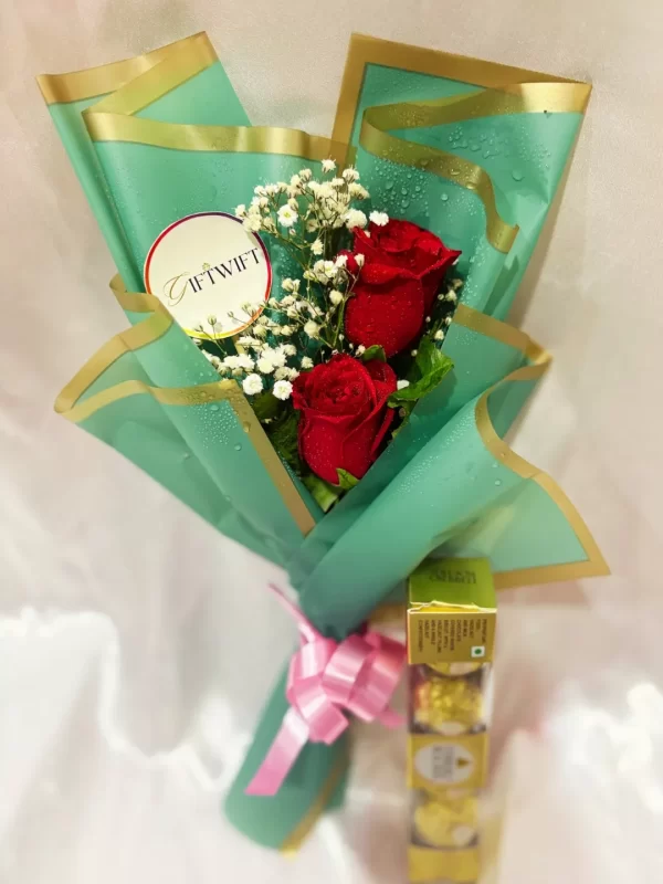2 Red Roses Chocolate Gift Bouquet