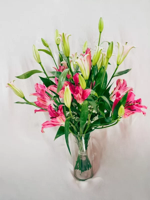 8 Pink Oriental Lily Bouquet
