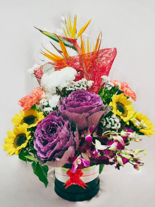 Exotic Mixed Flowers Designer Box Arrangement