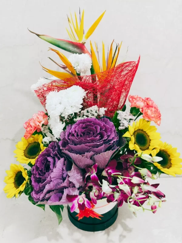 Exotic Mixed Flowers Designer Box Arrangement