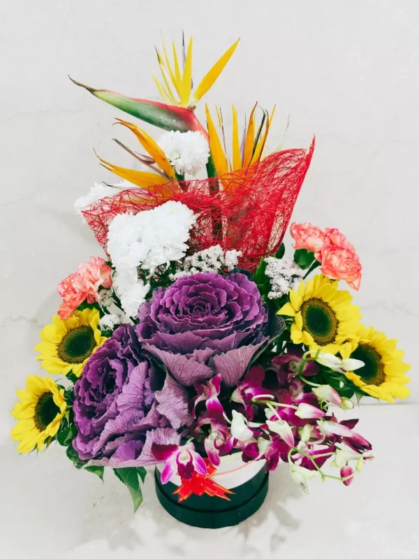 Exotic Mixed Flowers Designer Box Arrangement