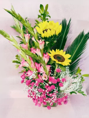 Mixed Sunflower Gladiolus Floral Arrangement