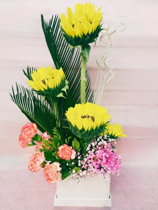 5 Sunflowers Mixed Floral Box Arrangement