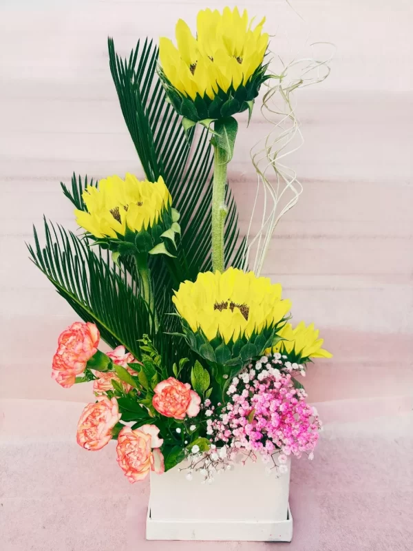 5 Sunflowers Mixed Floral Box Arrangement