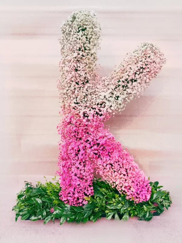 Pink White Baby’s Breath Letter K