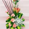 Pink Carnation Lily Bud Table Arrangement