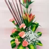 Pink Carnation Lily Bud Table Arrangement