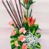 Pink Carnation Lily Bud Table Arrangement