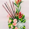 Pink Carnation Lily Bud Table Arrangement