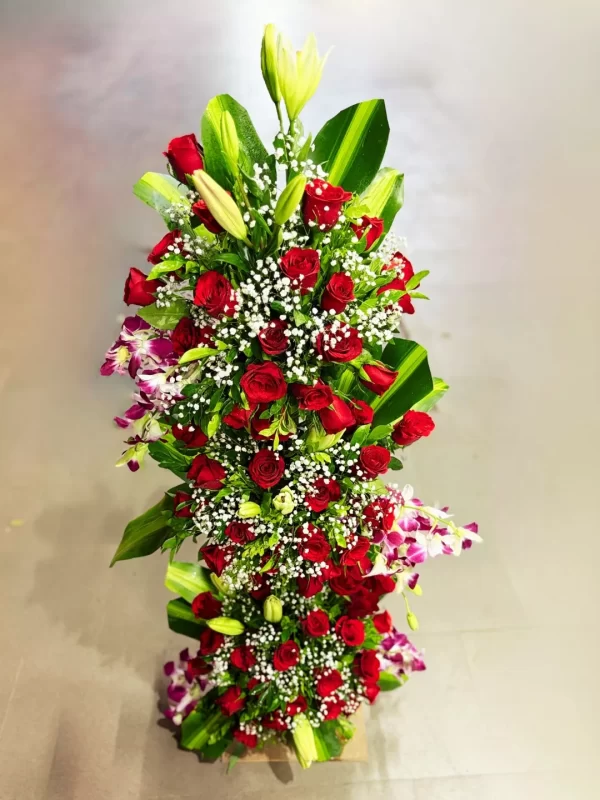 3Feet 50 Red Roses Vertical Floral Stand