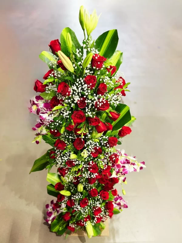 3Feet 50 Red Roses Vertical Floral Stand